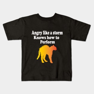 Angry like a storm knows how to perform  cat t shirt Kids T-Shirt